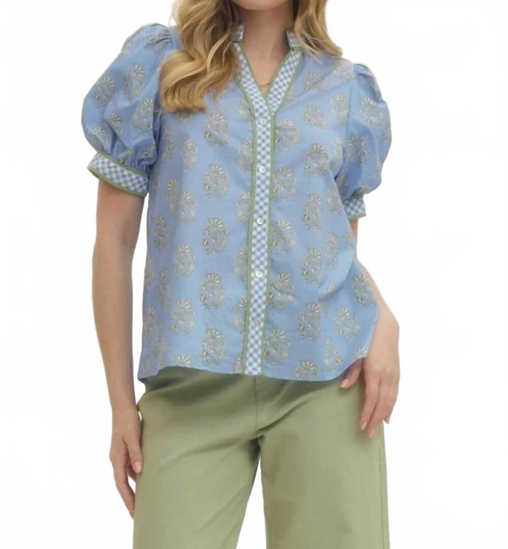 NEW ENTRO wildflowers bloom blouse in blue